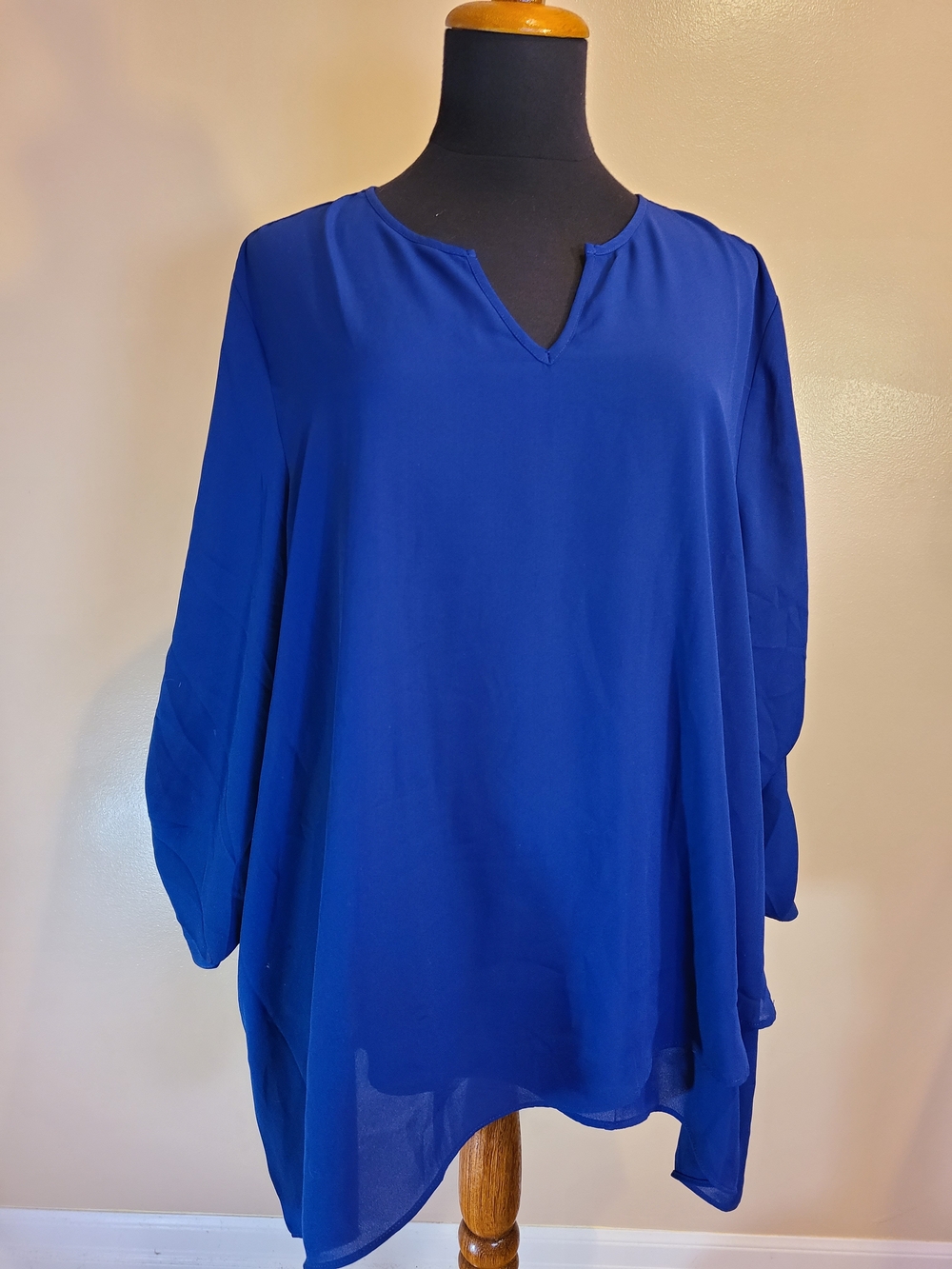 Cristina B Blue V-Neck Flowing Tunic